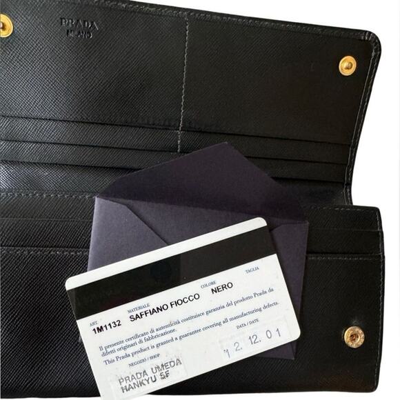 Prada Black Saffiano Fiocco Leather Bow Continental Wallet with COA Included - Picture 6 of 9